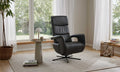 Dreh-Relaxsessel mit Lederbezug in Anthrazit