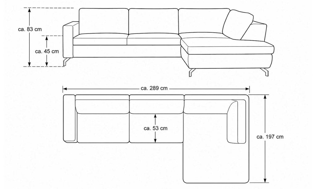Interliving Serie 4451 – Ecksofa Stoff Grau