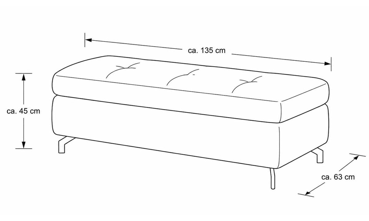 Interliving Serie 4451 – XXL Polsterhocker Stoff Grau