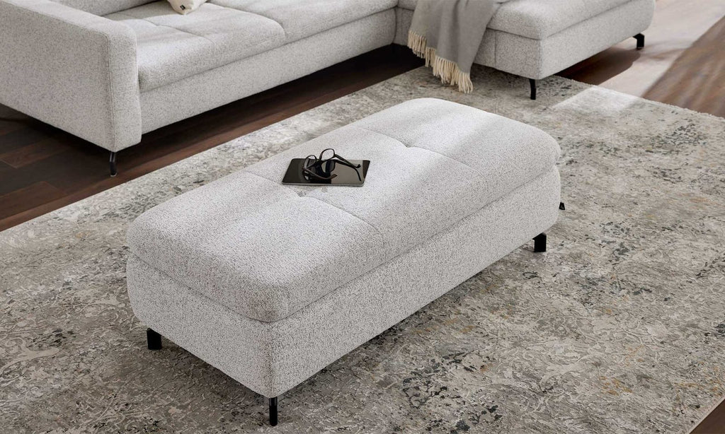 Interliving Serie 4451 – XXL Polsterhocker Stoff Ecru