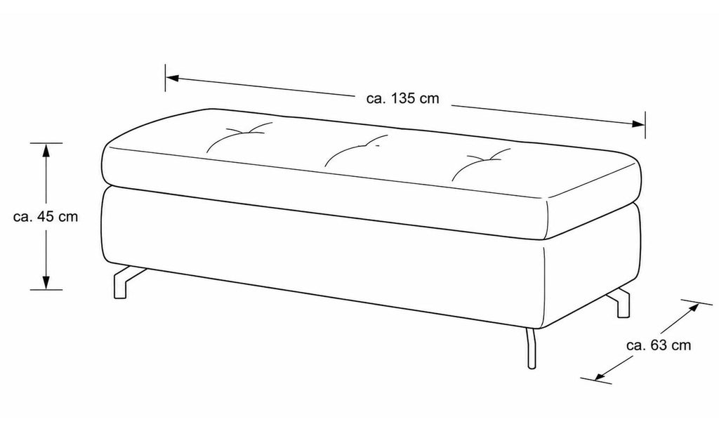 Interliving Serie 4451 – XXL Polsterhocker Stoff Ecru