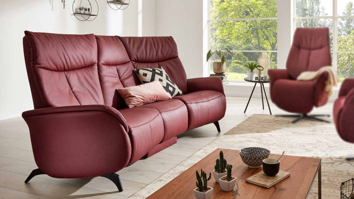Interliving Serie 4210 – Trapezsofa 3-Sitzer Leder Rot