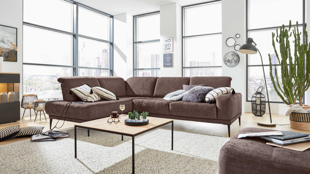 Interliving Serie 4250 – Ecksofa Stoff Dunkelbraun