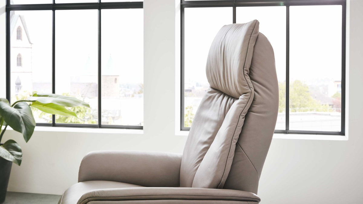 Relaxsessel Leder Hellgrau