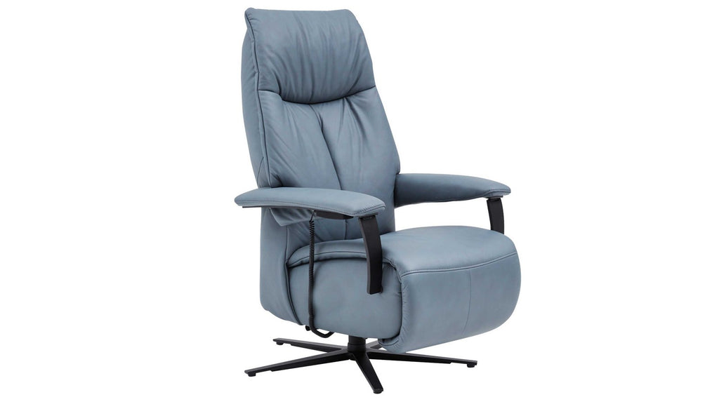 Relaxsessel Leder Blau/Grau