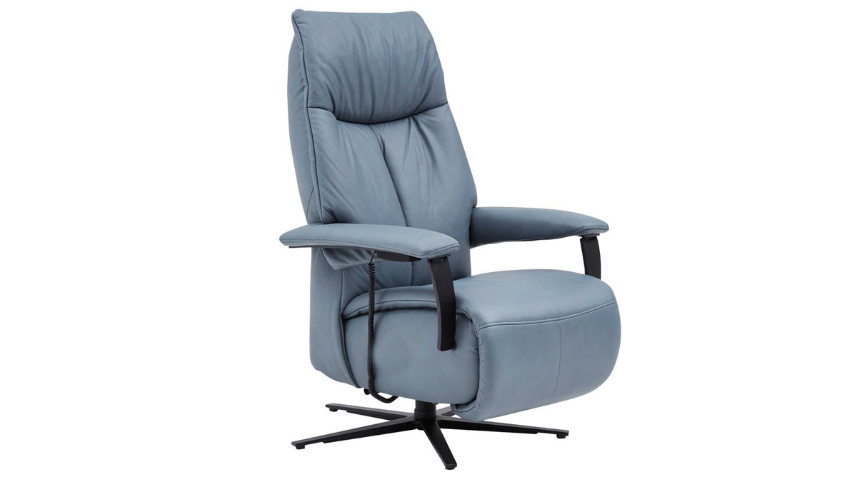 Relaxsessel Leder Blau/Grau