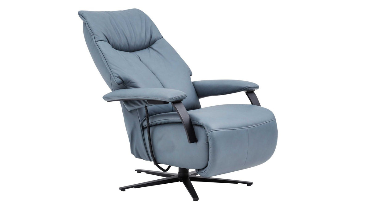Relaxsessel Leder Blau/Grau