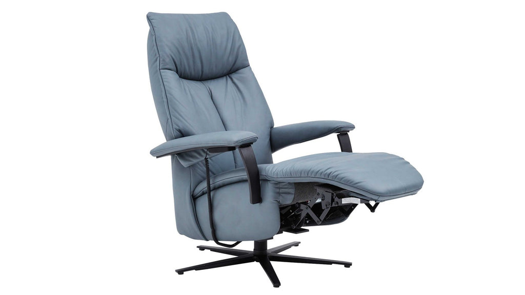 Relaxsessel Leder Blau/Grau
