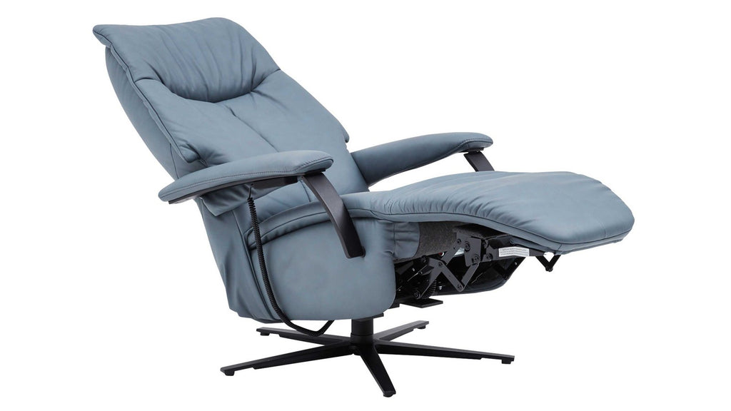 Relaxsessel Leder Blau/Grau