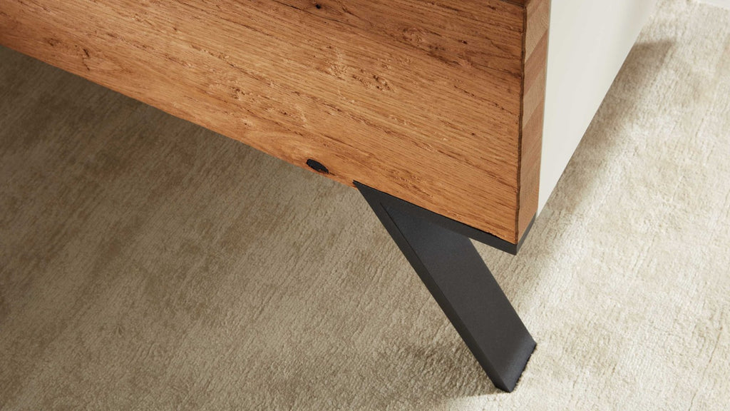 Schlafzimmermöbel-Set mit Doppelbett, Nachtschränken und Kleiderschrank in Weiß und Holzoptik