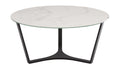 Runder Couchtisch mit heller Marmoroptik