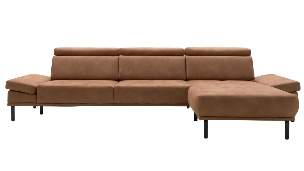 Interliving Serie 4254 – Ecksofa Mikrofaser Cognac