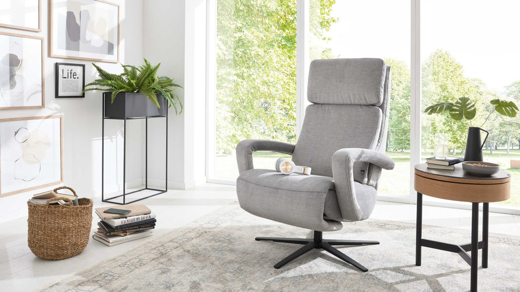 Relaxsessel Stoff Hellgrau