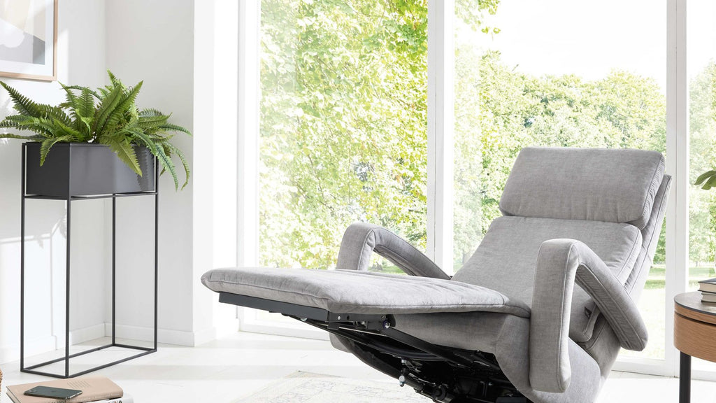Relaxsessel Stoff Hellgrau
