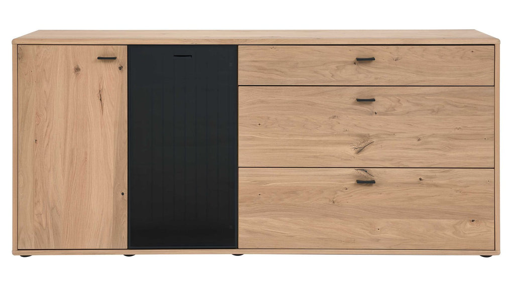 Interliving Sideboard Eichefurnier Schwarzglas