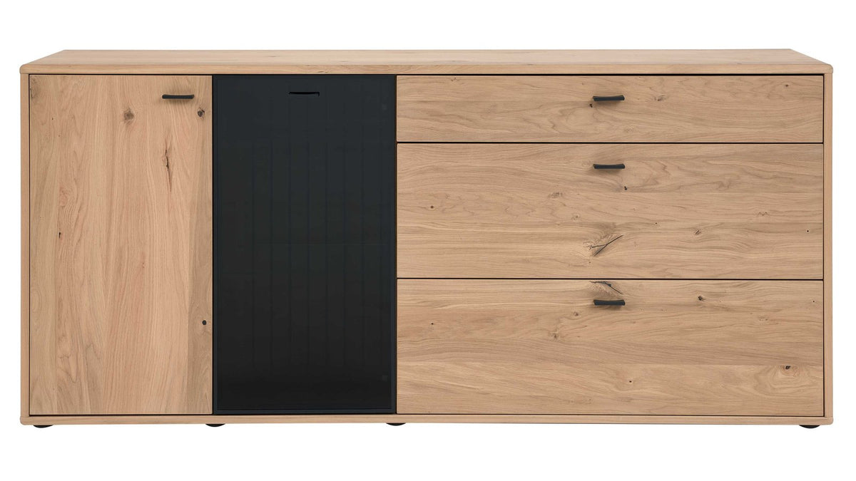Interliving Sideboard Eichefurnier Schwarzglas