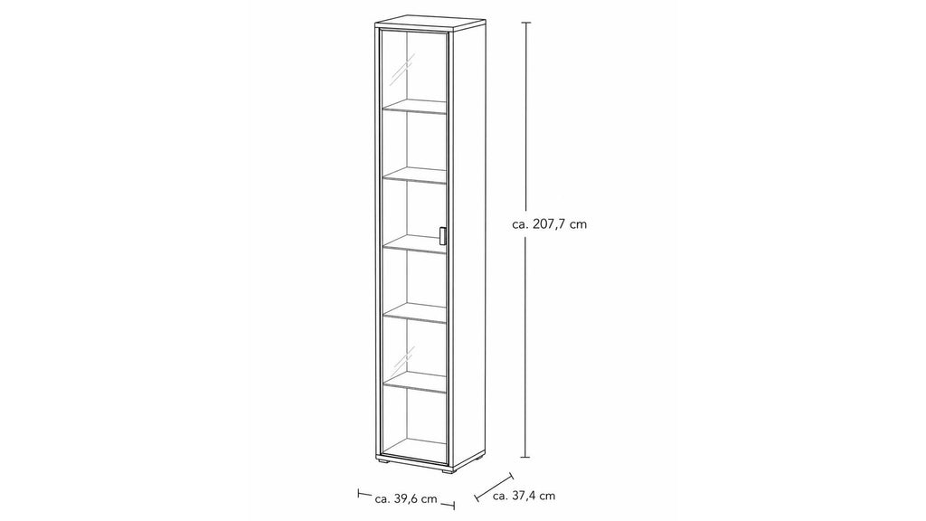 Interliving Vitrine Serie 2024 mit Schwarzglasfront und Eichefurnier