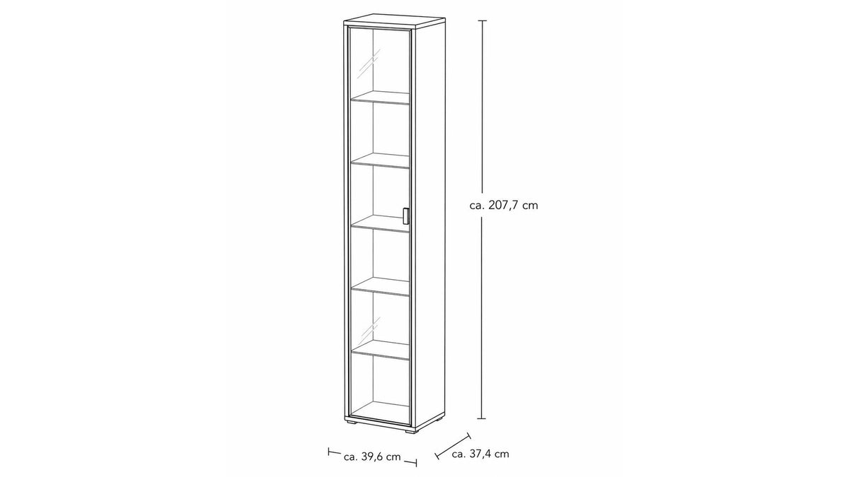 Interliving Vitrine Serie 2024 mit Schwarzglasfront und Eichefurnier
