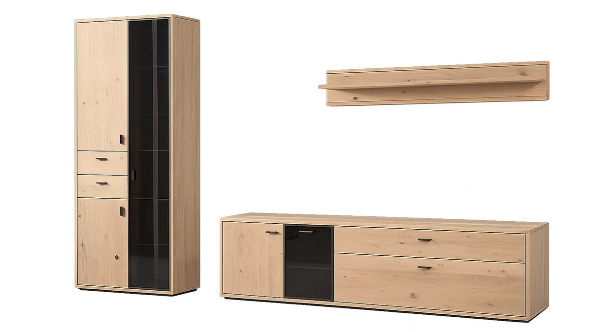 Interliving Wohnwand Serie 2024 mit TV-Board, Vitrine und Wandregal