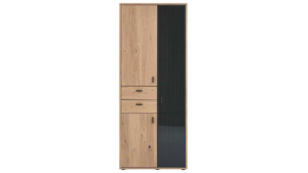 Interliving Vitrine Serie 2024 mit Eichefurnier und Schwarzglastür