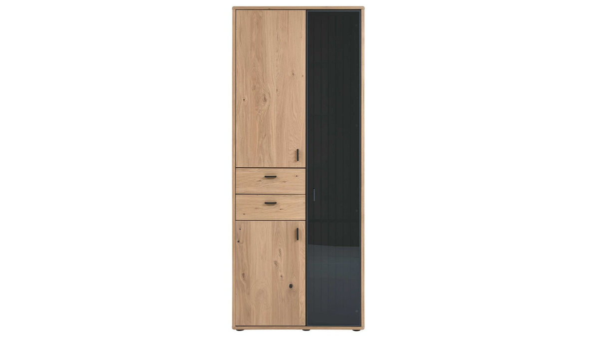 Interliving Vitrine Serie 2024 mit Eichefurnier und Schwarzglastür