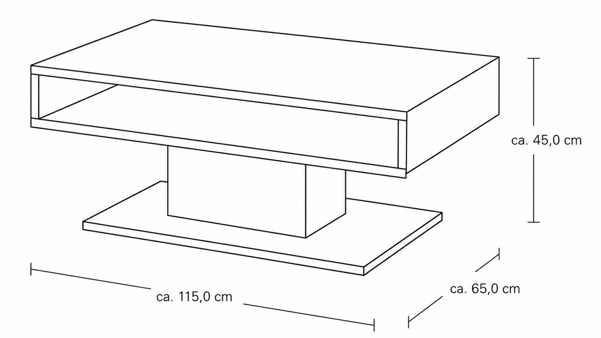 Interliving Couchtisch Serie 2024 mit Eichefurnier und schwarzer Bodenplatte