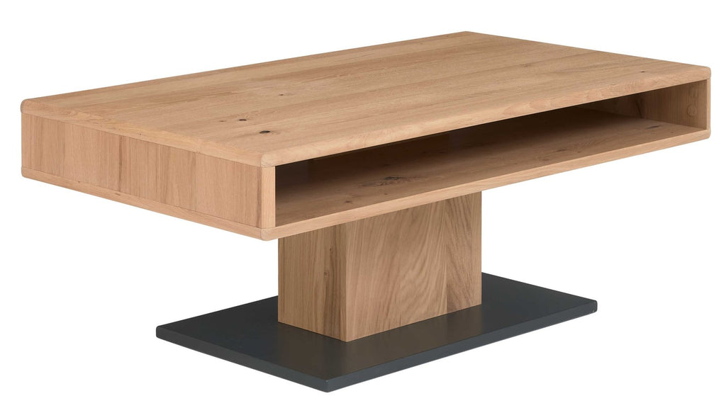 Interliving Couchtisch Serie 2024 mit Eichefurnier und schwarzer Bodenplatte
