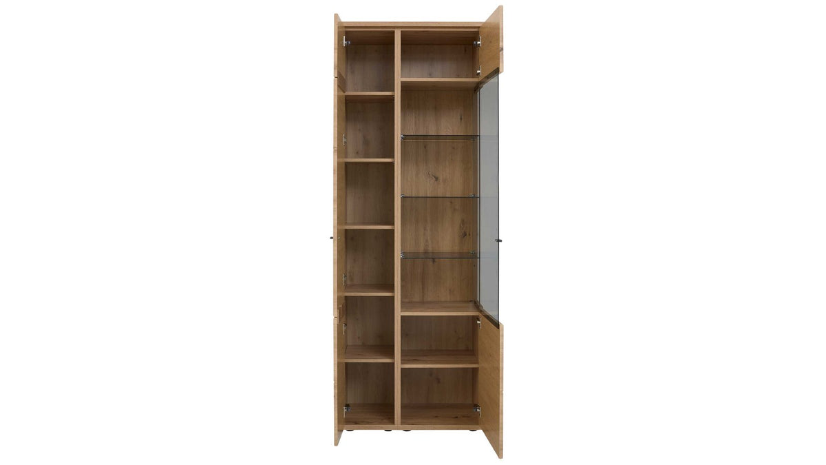 Interliving Wohnwand Serie 2110 in Alteiche mit TV-Lowboard, Vitrine und Highboard