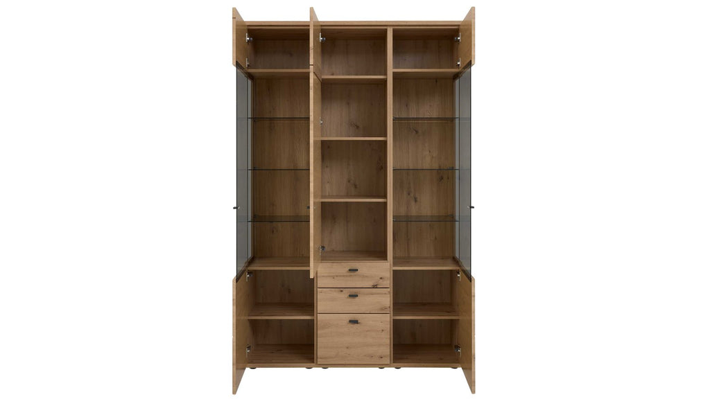 Interliving Vitrine Serie 2110 in Alteiche Dekor mit Glaseinsätzen
