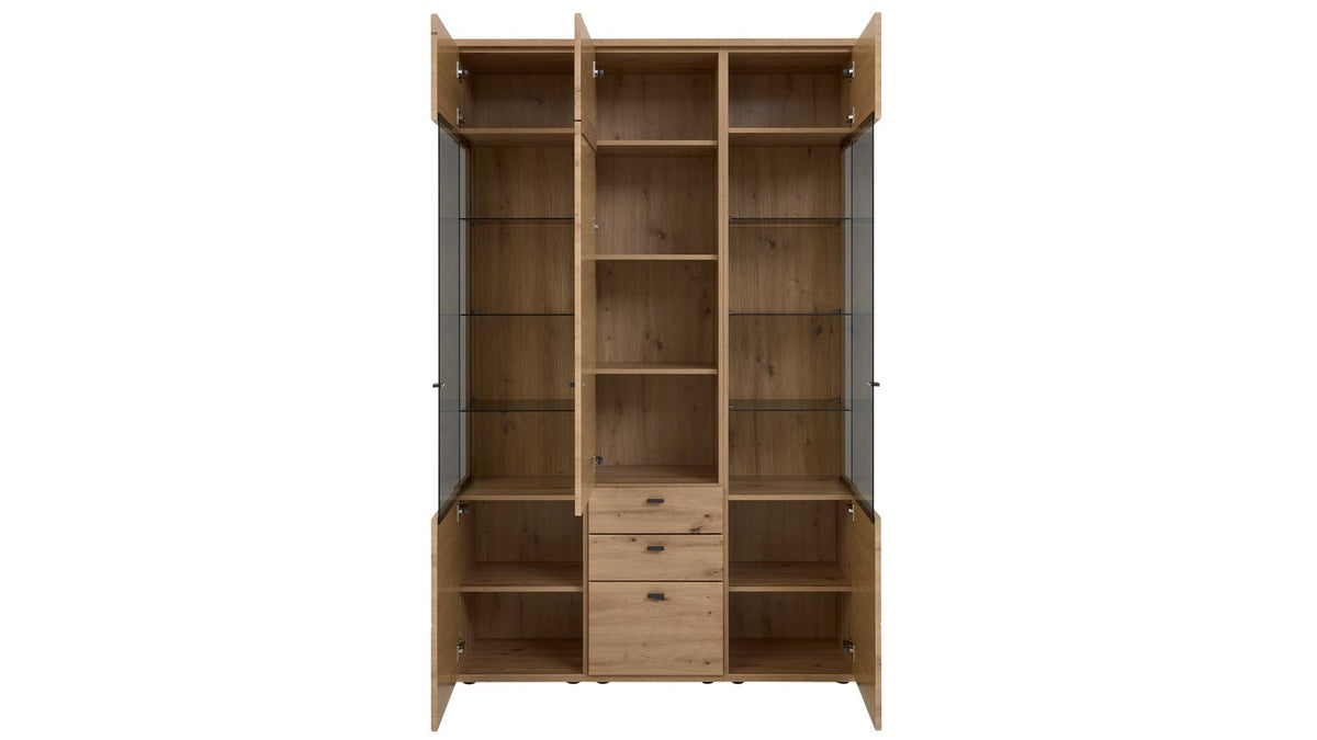 Interliving Vitrine Serie 2110 in Alteiche Dekor mit Glaseinsätzen