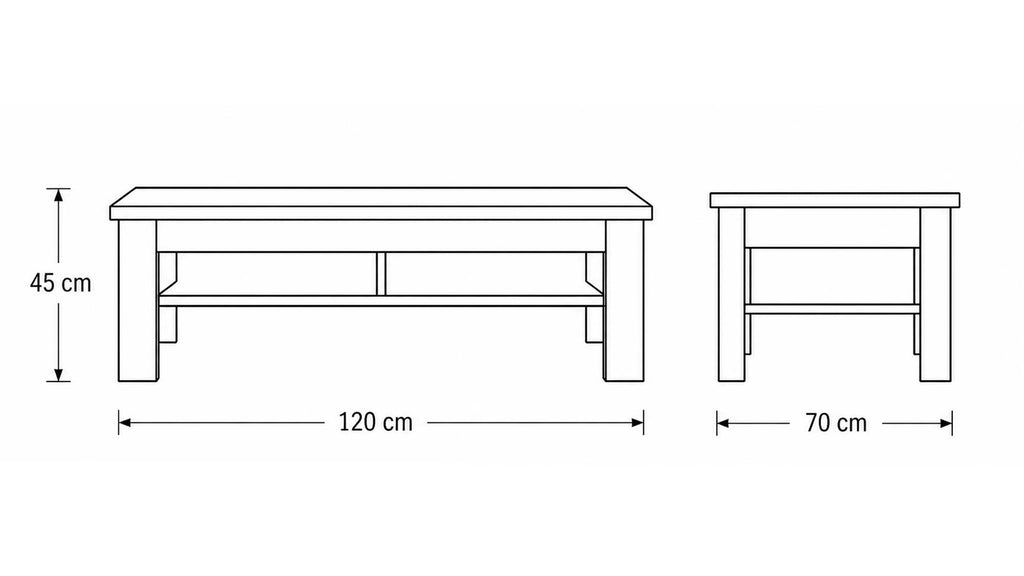 Interliving Couchtisch Serie 2110 in Alteiche mit offenem Ablagefach