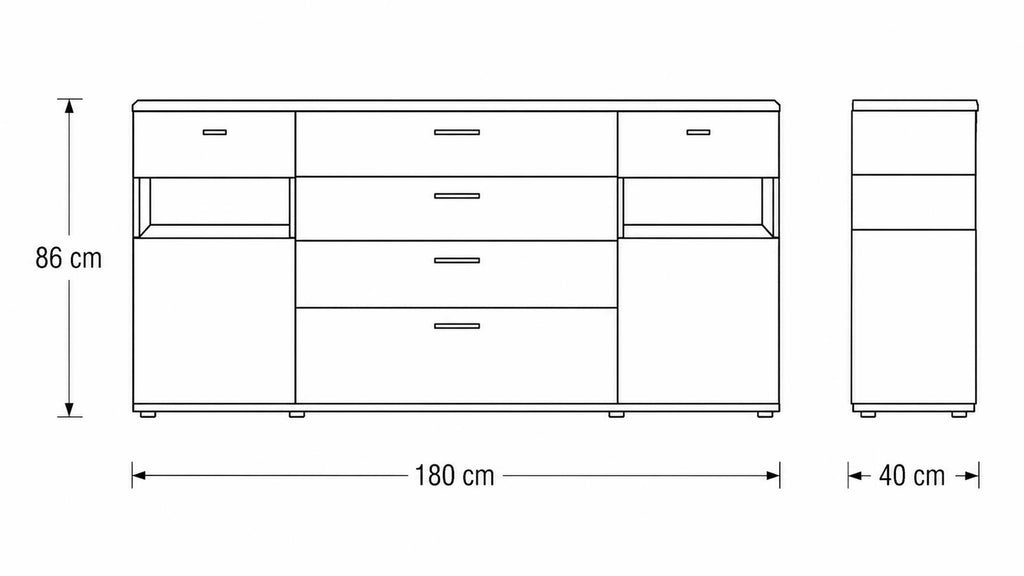 Interliving Sideboard Serie 2110 in Alteiche mit Schubladen und Türen