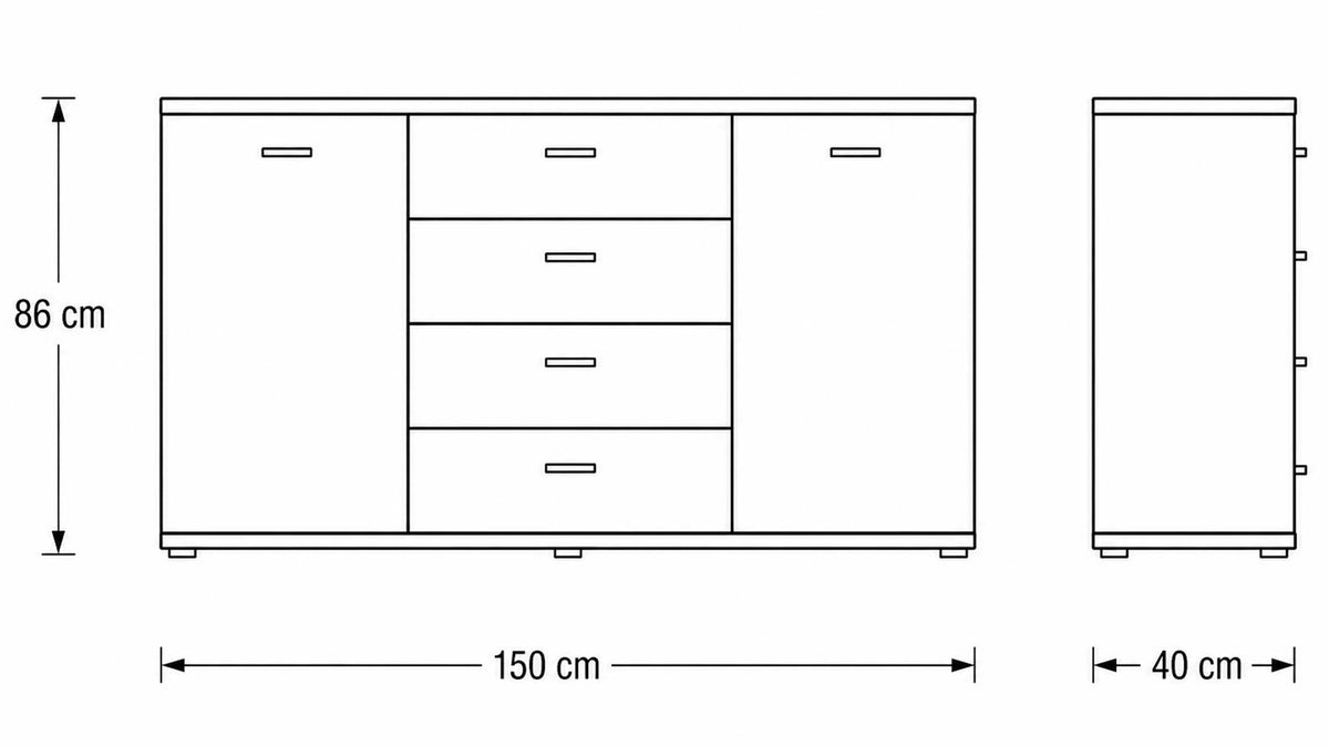 Interliving Sideboard Serie 2110 in Naturbuche mit Türen und Schubladen