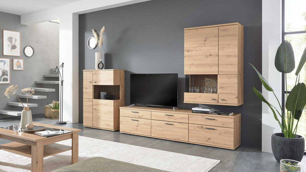 Interliving Wohnwand mit TV-Lowboard und Hängeschränken