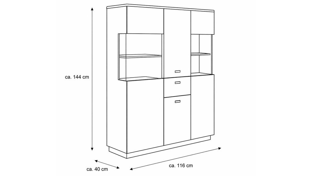 Interliving Highboard Serie 2025 in Wildeiche mit Türen und Schubladen