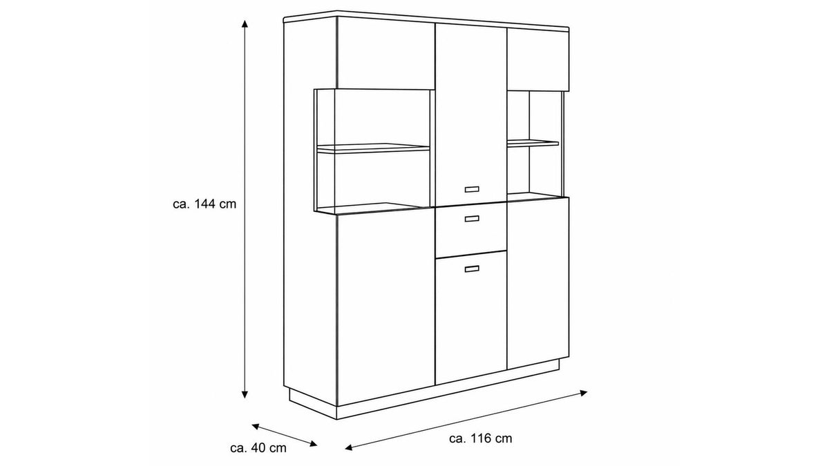 Interliving Highboard Serie 2025 in Wildeiche mit Türen und Schubladen