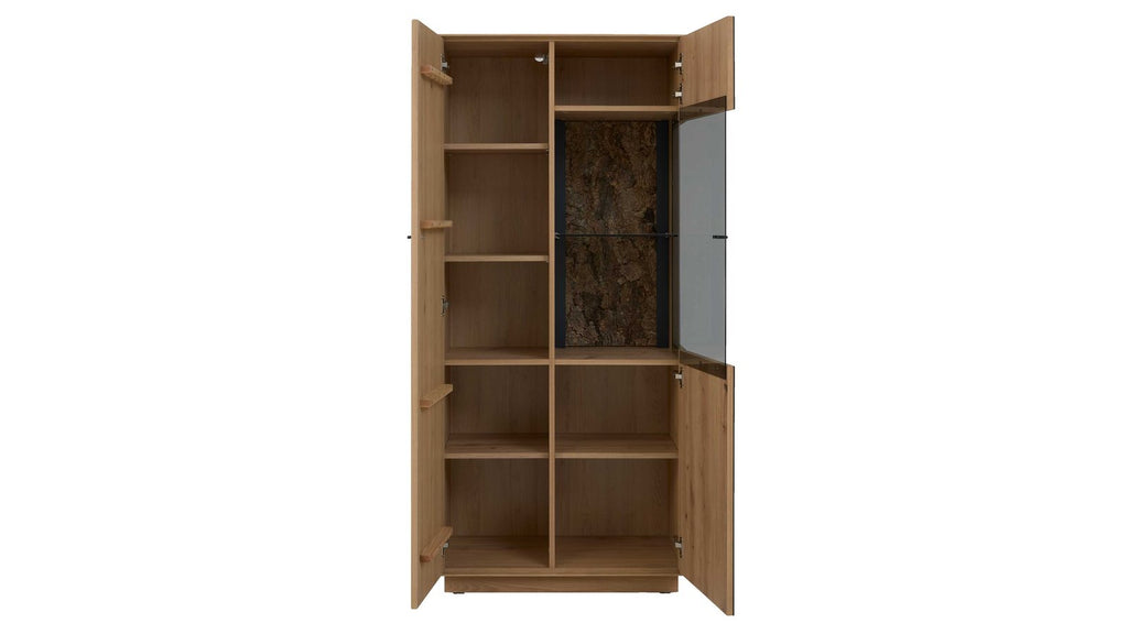 Interliving Highboard-Vitrine Serie 2025 in Wildeiche mit Präsentationsfach
