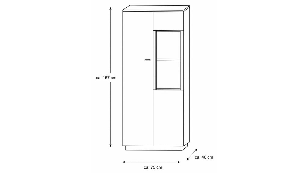 Interliving Highboard-Vitrine Serie 2025 in Wildeiche mit Präsentationsfach