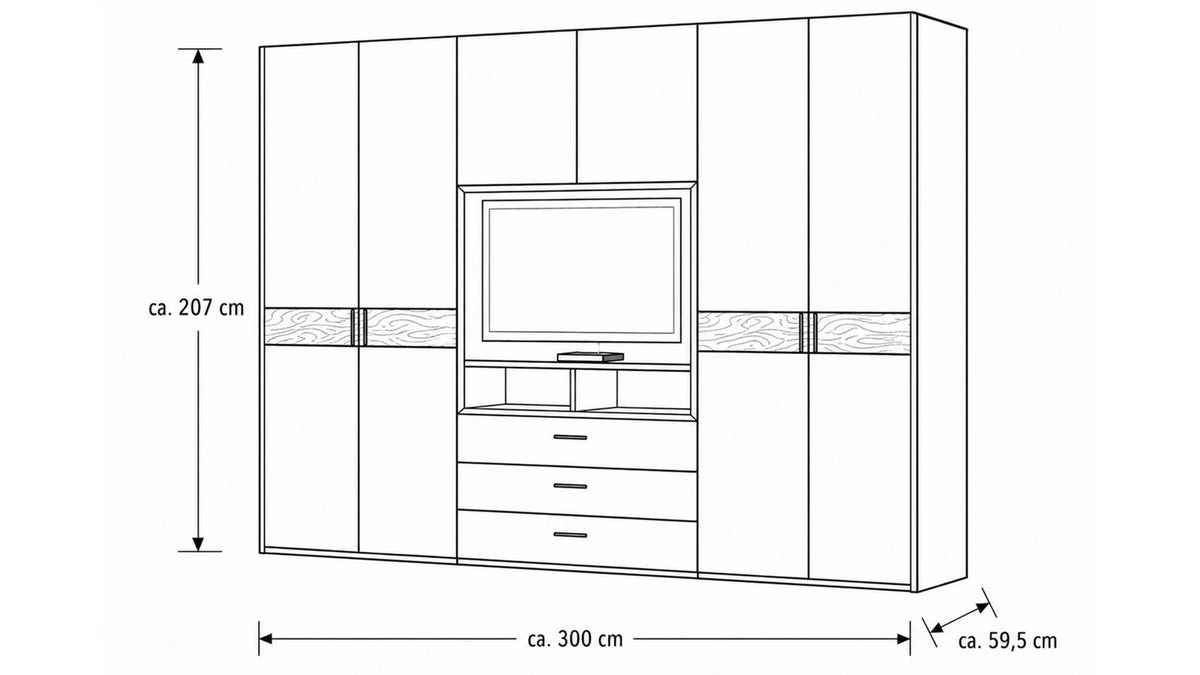 Kleiderschrank mit TV-Nische Innenaufteilung
