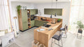 Interliving Küche Serie 3065 – Olivgrün in U-Form