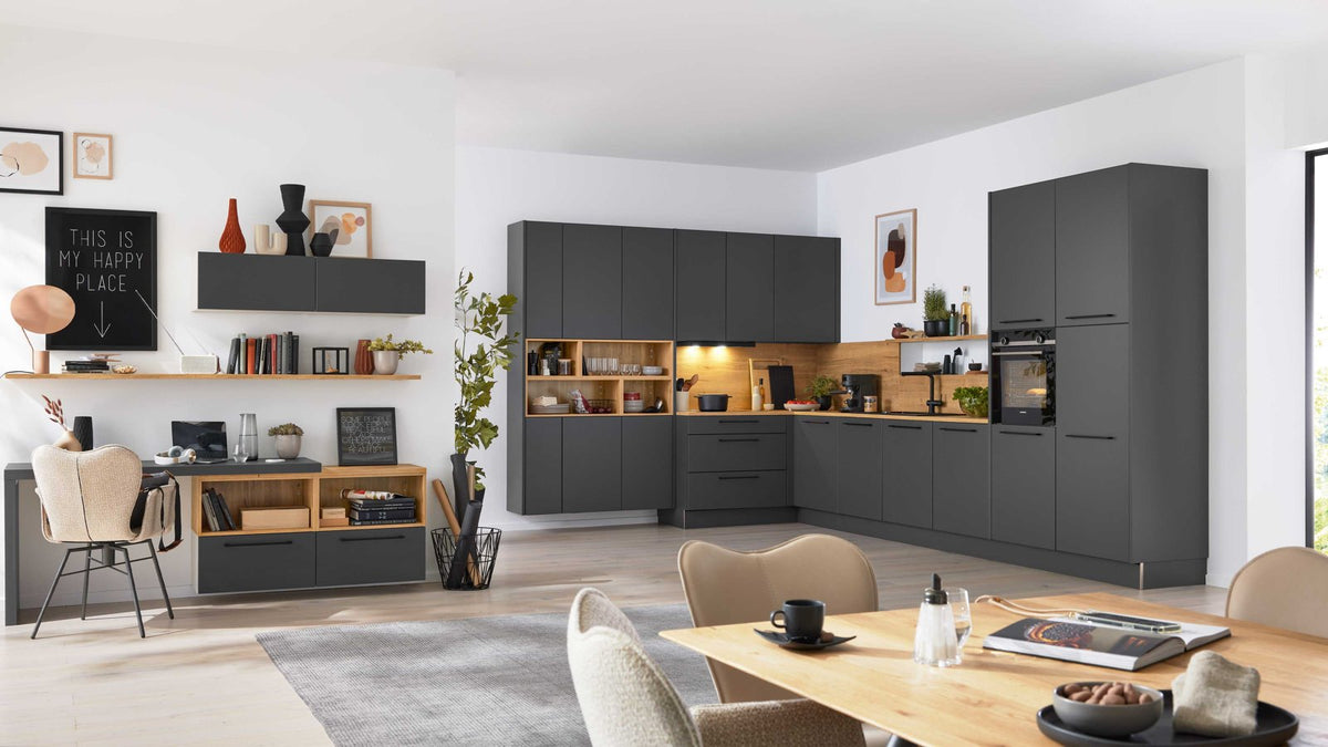 Interliving Küche Serie 3070 – L-Küche in Anthrazit