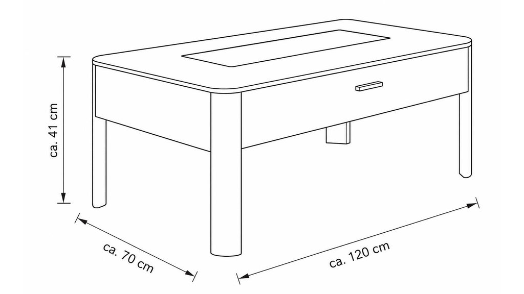 Interliving Couchtisch Serie 2029 in Wildeiche mit Steinfurnier und Schublade
