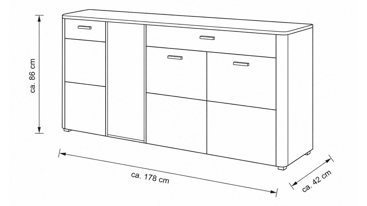 Interliving Sideboard Serie 2029 in Wildeiche mit Steinfurnier-Akzenten