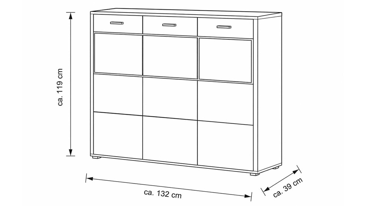 Interliving Highboard Serie 2029 in Wildeiche mit Steinfurnier-Akzenten