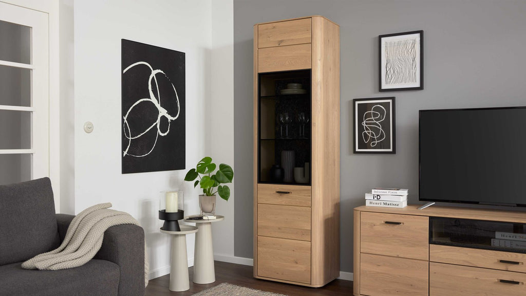 Interliving Vitrine Wildeiche mit Glaseinsatz