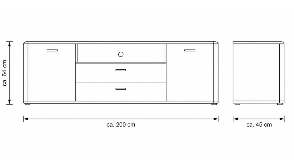 Interliving TV-Lowboard Serie 2029 in Wildeiche mit Steinfurnier