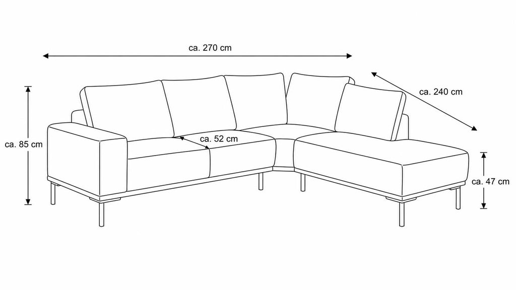Interliving Serie 4255 – Ecksofa Cord-Optik Hellgrau