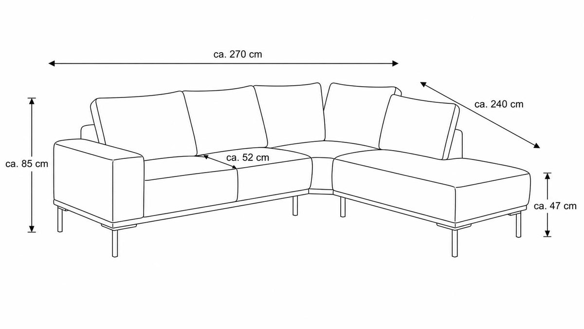 Interliving Serie 4255 – Ecksofa Cord-Optik Hellgrau