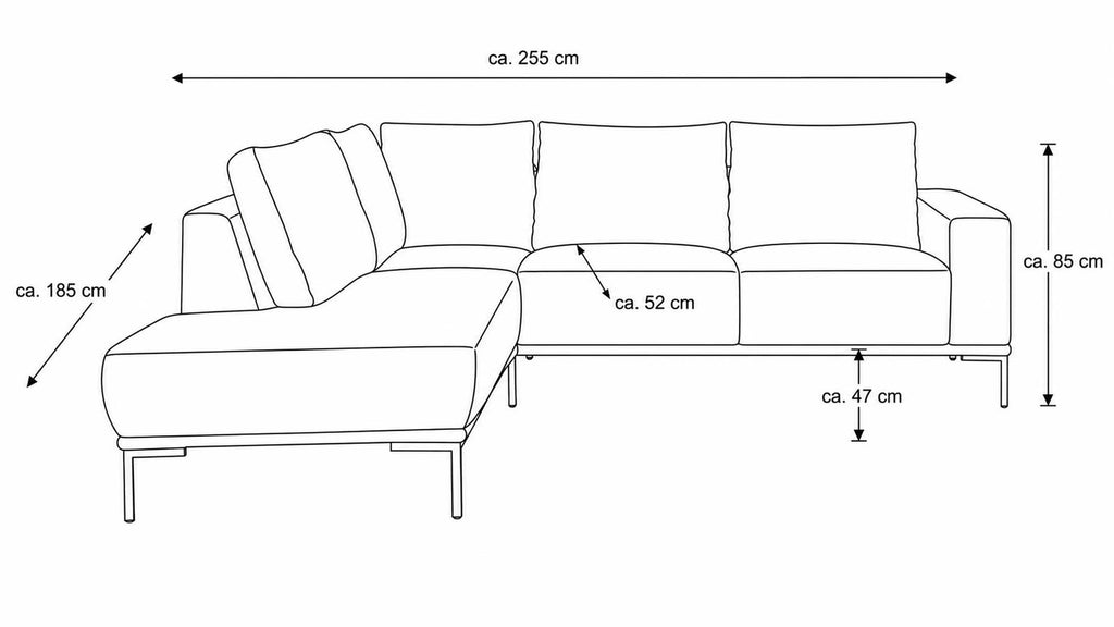 Interliving Serie 4255 – Ecksofa Stoff Dunkelgrau