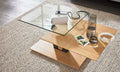 Couchtisch mit Eichefurnier und Glasplatte